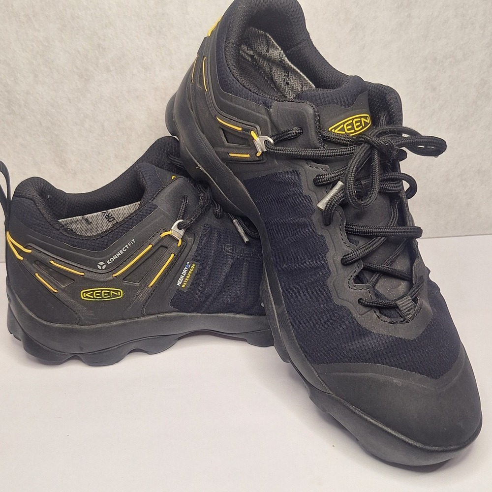 KEEN Men's Sz 11 Low-Top Konnectfit Waterproof Hiking Trail Shoes Black Yellow